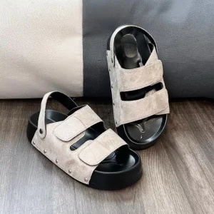 Dép sandal nữ đế cao 4-5cm Mới quai dán bản to mới chốt Đinh Đ01