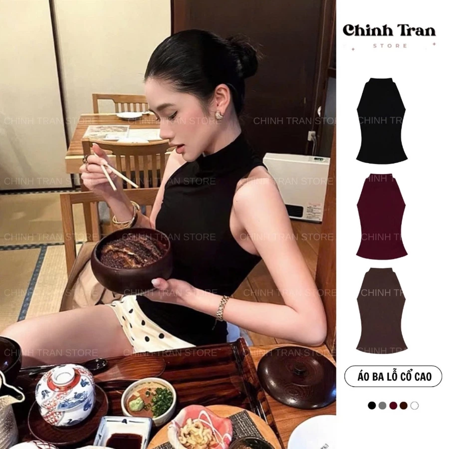 Áo Ba Lỗ Nữ Cổ Cao Ôm Body Chất Thun Cotton Mịn Mát Nữ Tính Nhiều Màu Basic - Chinh Trần Store - Ảnh 2