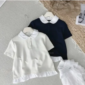 Áo thun Polo cổ sen phối viền bèo trẻ trung, năng động, phong cách size 35-80kg