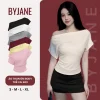 Áo Thun Nữ Trễ Vai Tay Ngắn Cotton Co Giãn Mềm Mịn Tôn Dáng Gợi Cảm BYJANE (từ 39–62kg) – 623
