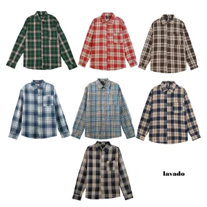 Áo Sơ Mi Dài Tay Nam Nữ Kẻ Caro Mix Túi Ngực Form Regular Menswear Phong Cách Thời Trang Trẻ Trung Năng Động Áo Dài Tay