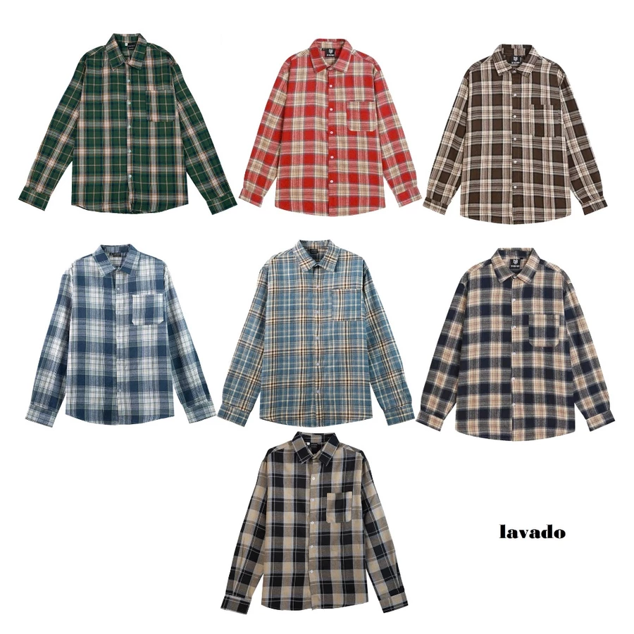 Áo Sơ Mi Dài Tay Nam Nữ Kẻ Caro Mix Túi Ngực Form Regular Menswear Phong Cách Thời Trang Trẻ Trung Năng Động Áo Dài Tay
