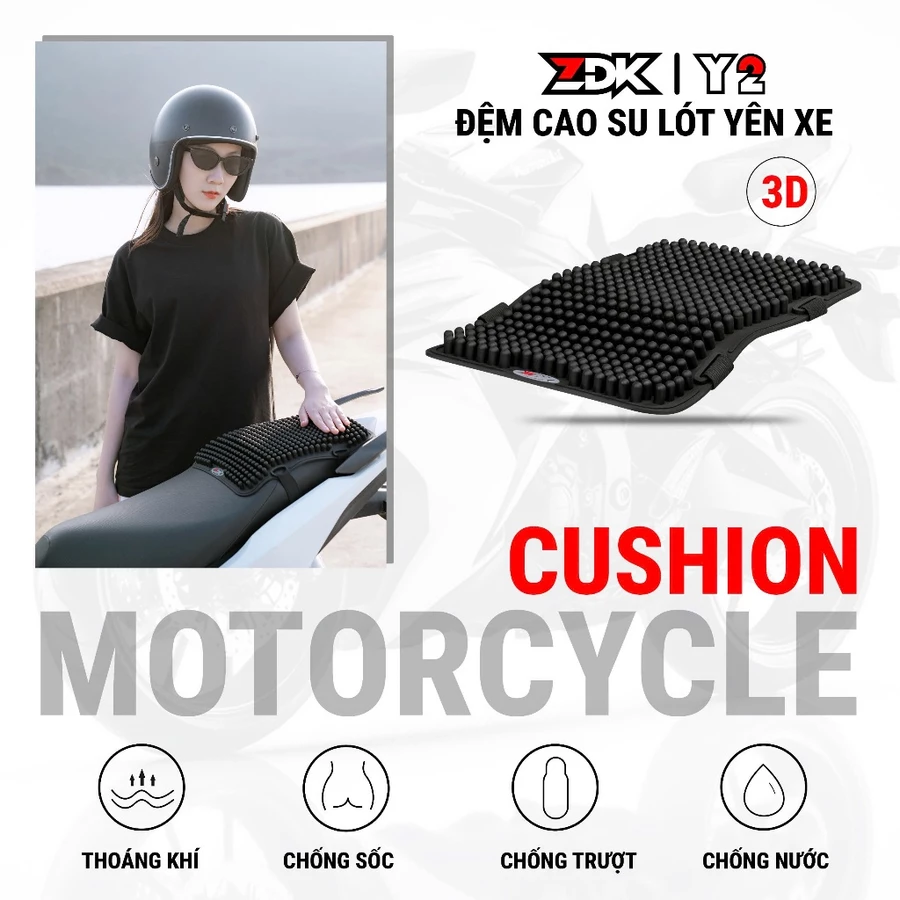 Đệm cao su gắn yên xe máy đàn hồi massage ZDK Y1 Y2 chính hãng giá rẻ bền êm ái đi xe máy thường xuyên 2025 - Ảnh 2