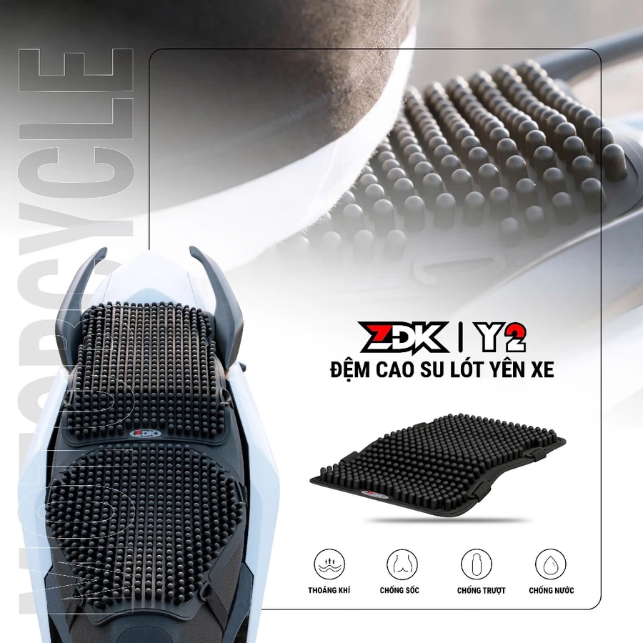 Đệm cao su gắn yên xe máy đàn hồi massage ZDK Y1 Y2 chính hãng giá rẻ bền êm ái đi xe máy thường xuyên 2025 - Ảnh 3