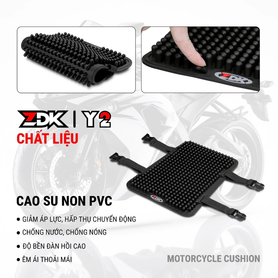 Đệm cao su gắn yên xe máy đàn hồi massage ZDK Y1 Y2 chính hãng giá rẻ bền êm ái đi xe máy thường xuyên 2025 - Ảnh 7