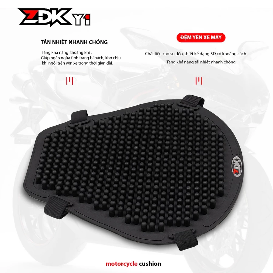 Đệm cao su gắn yên xe máy đàn hồi massage ZDK Y1 Y2 chính hãng giá rẻ bền êm ái đi xe máy thường xuyên 2025 - Ảnh 9