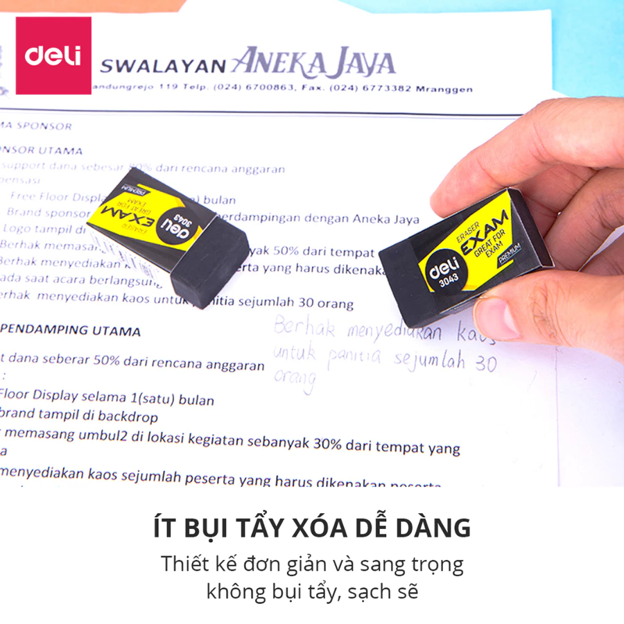 Gôm Tẩy Bút Chì Siêu Sạch Chuyên Dùng Cho Học Sinh Deli - Tẩy Đen Giá Rẻ Chất Lượng Ít Vụn Ít Bám Bẩn - Ảnh 2