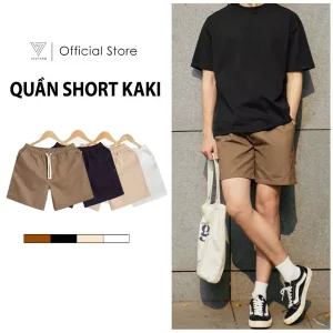 Combo 2 Quần Short Kaki Nam VINTINO Form Đùi Cộc Cạp Chun Vải Kaki Gió Mềm Mại 5 Màu Đen Trắng QS01