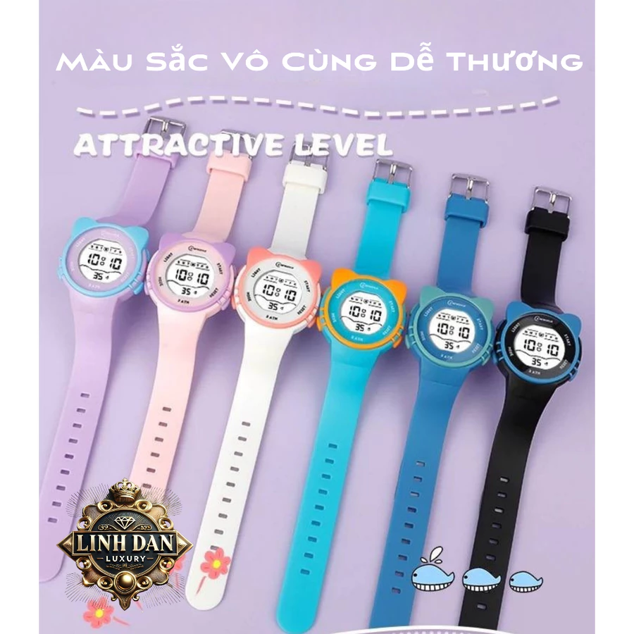 Đồng Hồ Trẻ Em Tai Mèo Chính Hãng | Điện Tử – Chống Nước 30M | Mẫu Giáo, Cấp 1, Bé Trai Bé Gái - Ảnh 2