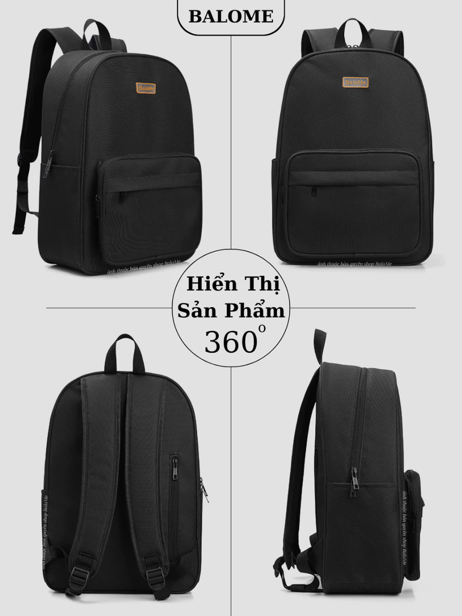 Balo Nam Nữ Thương Hiệu BaloMe Kiểu Dáng Basic Đi Học Đi Chơi Mã BM02 - Ảnh 2