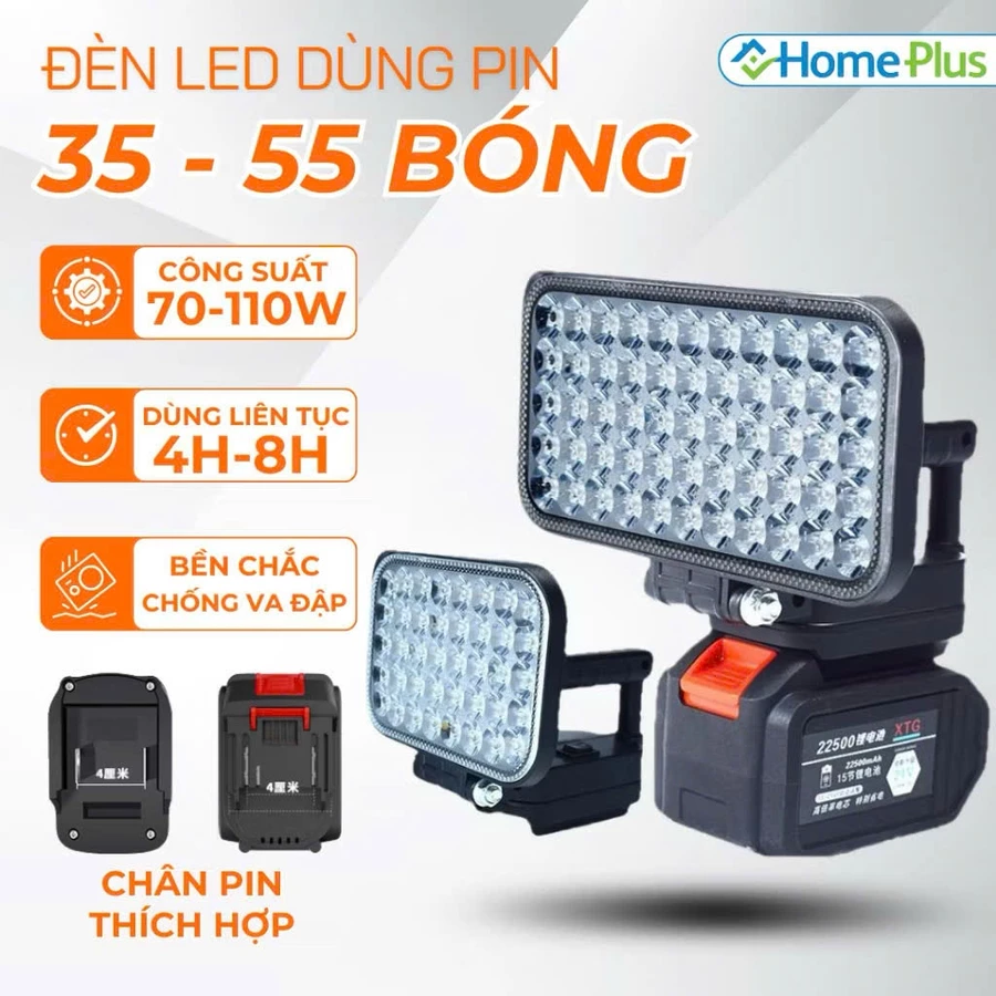 Đèn LED Gắn Pin Makita Siêu Sáng 55 Bóng Có Cổng USB Tay Cầm Tiện Lợi Thời Gian Chiếu Sáng Lên Đến 10 Giờ