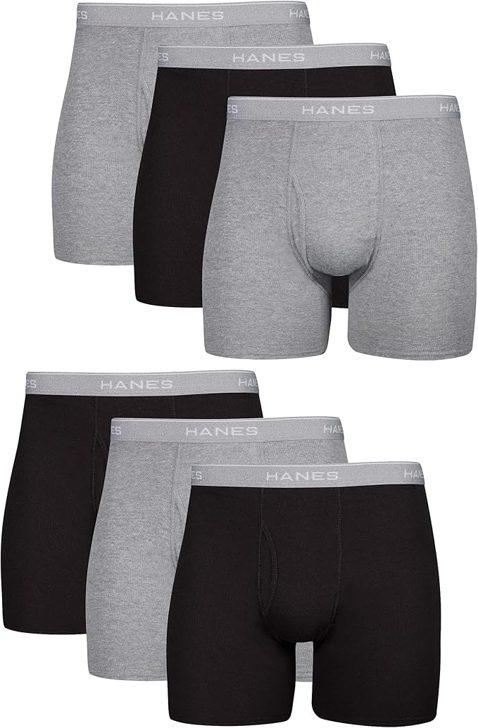 Quần lót boxer nam Hanes, chất liệu cotton thoáng mát, thấm hút mồ hôi, không bị xê dịch.